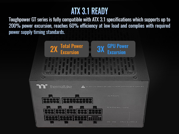 Thermaltake Toughpower GT 850W ATX 3.1 Standard Power Supply; 80